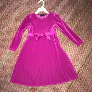 Lands End pink velvet party dress, size 6